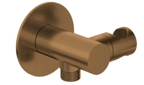 Alkatrész, Deante Silia sarokcsatlakozó, kerek, kézizuhany tartóval, szálcsiszolt bronz NQS_C57K