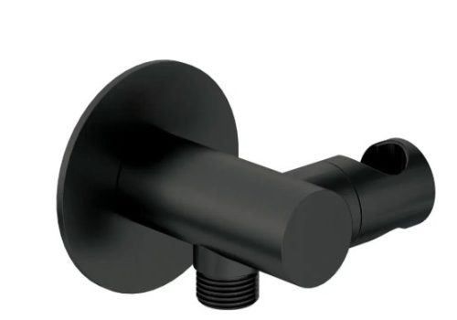 Alkatrész, Deante Silia sarokcsatlakozó, kerek, kézizuhany tartóval, fekete NQS_N57K