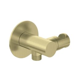   Alkatrész, Deante Silia sarokcsatlakozó, kerek, kézizuhany tartóval, szálcsiszolt arany NQS_R57K