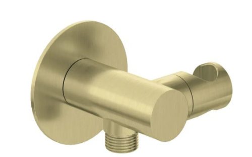 Alkatrész, Deante Silia sarokcsatlakozó, kerek, kézizuhany tartóval, szálcsiszolt arany NQS_R57K