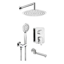   Falba süllyesztett csaptelep, Deante Arnika falsík alatti zuhanyszett+kádkifolyó, króm BXYY0QAM