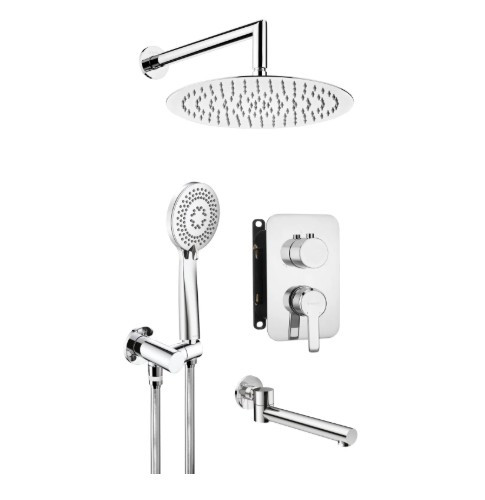 Falba süllyesztett csaptelep, Deante Arnika falsík alatti zuhanyszett+kádkifolyó, króm BXYY0QAM