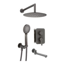   Falba süllyesztett csaptelep,Deante Arnika falsík alatti zuhanyszett+kádkifolyó,titanium BXYYDQAM