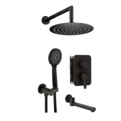   Falba süllyesztett csaptelep, Deante Arnika falsík alatti zuhanyszett+kádkifolyó, fekete BXYYNQAM