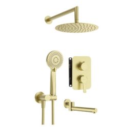   Falba süllyesztett csaptelep, Deante Arnika zuhanyszett+kádkifolyó szálcsiszolt arany BXYYRQAM