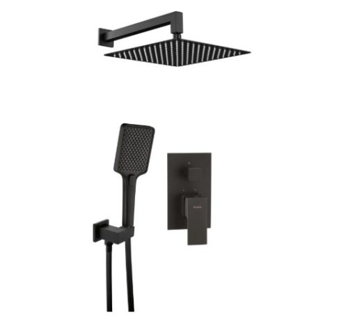 Falba süllyesztett csaptelep, Deante Anemon Bis zuhanyszett, fekete NAC_N9MP