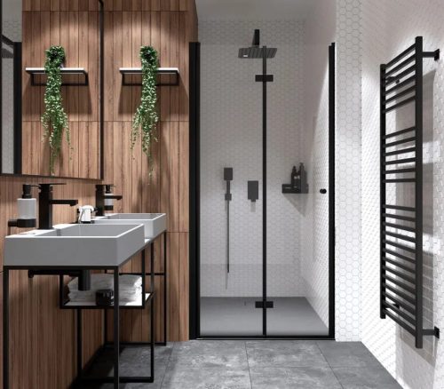 Falba süllyesztett csaptelep, Deante Anemon Bis zuhanyszett, fekete NAC_N9MP