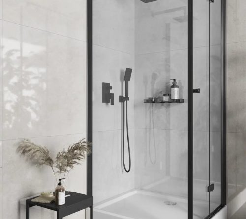 Falba süllyesztett csaptelep, Deante Anemon Bis zuhanyszett, fekete NAC_N9MP