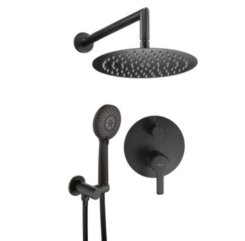 Falba süllyesztett csaptelep, Deante Arnika falsík alatti zuhanyszett, fekete NAC_N9QP