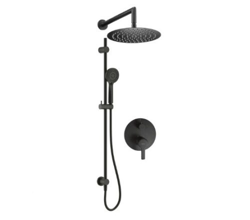 Falba süllyesztett csaptelep, Deante Arnika zuhanyszett fejzuhannyal, fekete NAC_N6QP