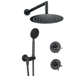   Falba süllyesztett csaptelep, Deante Temisto falsík alatti zuhanyszett, fekete NAC_N9QT