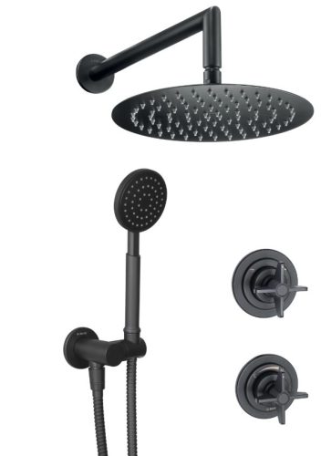 Falba süllyesztett csaptelep, Deante Temisto falsík alatti zuhanyszett, fekete NAC_N9QT