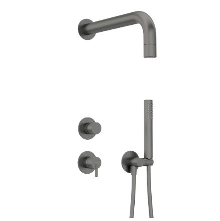 Falba süllyesztett csaptelep, Deante Silia zuhanyszett fejzuhannyal, titanium NQS_D9XK