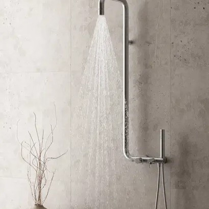 Falba süllyesztett csaptelep, Deante Silia zuhanyszett fejzuhannyal, titanium NQS_D9XK