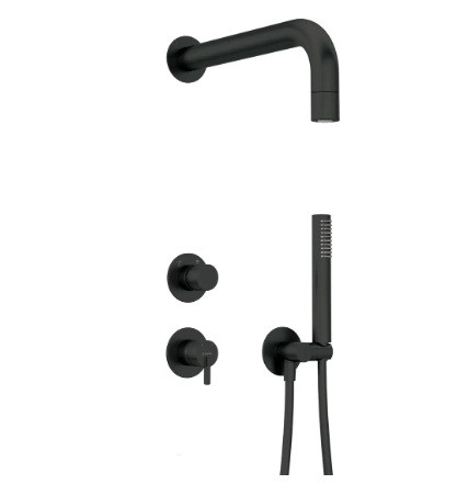 Falba süllyesztett csaptelep, Deante Silia zuhanyszett fejzuhannyal, fekete NQS_N9XK