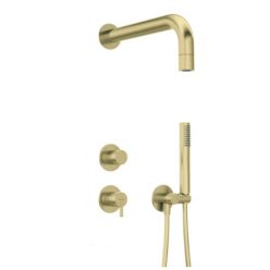   Falba süllyesztett csaptelep, Deante Silia zuhanyszett fejzuhannyal, szálcsiszolt arany NQS_R9XK