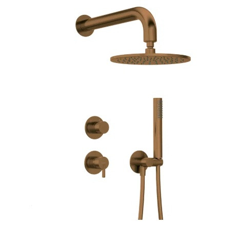 Falba süllyesztett csaptelep, Deante Silia zuhanyszett fejzuhannyal, szálcsiszolt bronz NQS_C9YK