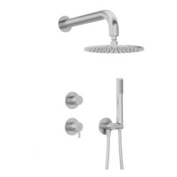   Falba süllyesztett csaptelep, Deante Silia zuhanyszett fejzuhannyal, szálcsiszolt acél NQS_F9YK