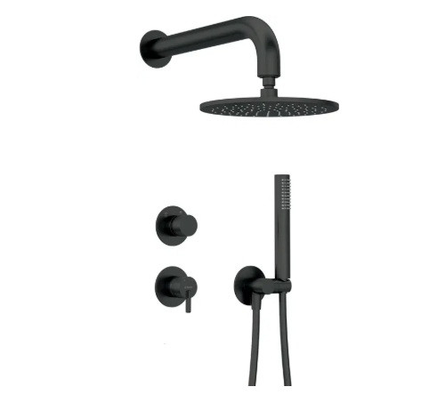 Falba süllyesztett csaptelep, Deante Silia zuhanyszett fejzuhannyal, fekete NQS_N9YK