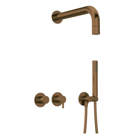 Falba süllyesztett csaptelep, Deante Silia zuhanyszett fejzuhannyal, szálcsiszolt bronz NQS_C0XK