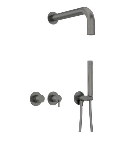 Falba süllyesztett csaptelep, Deante Silia zuhanyszett fejzuhannyal, titanium NQS_D0XK