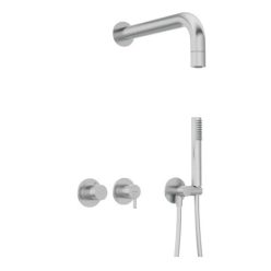   Falba süllyesztett csaptelep, Deante Silia zuhanyszett fejzuhannyal, szálcsiszolt acél NQS_F0XK