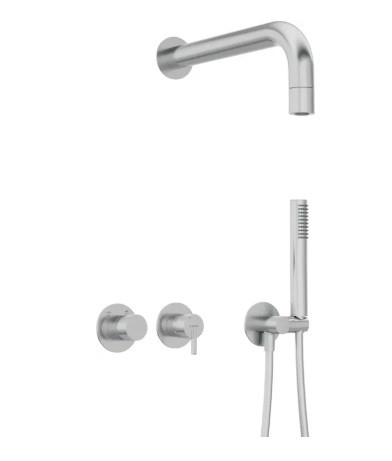 Falba süllyesztett csaptelep, Deante Silia zuhanyszett fejzuhannyal, szálcsiszolt acél NQS_F0XK