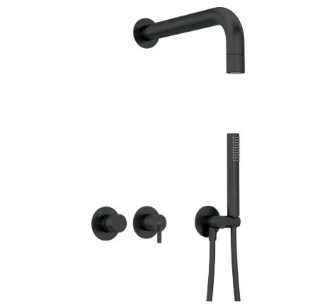 Falba süllyesztett csaptelep, Deante Silia zuhanyszett fejzuhannyal, fekete NQS_N0XK