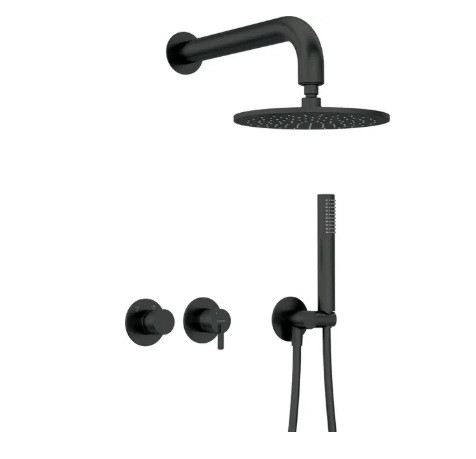 Falba süllyesztett csaptelep, Deante Silia zuhanyszett fejzuhannyal, fekete NQS_N0YK