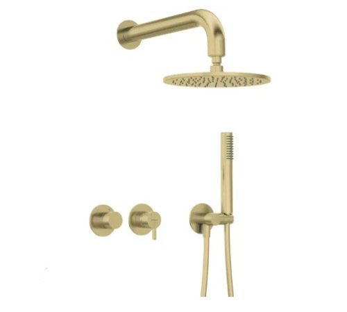 Falba süllyesztett csaptelep, Deante Silia zuhanyszett fejzuhannyal, szálcsiszolt arany NQS_R0YK