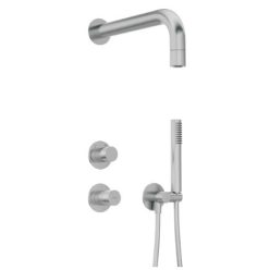   Falba süllyesztett csaptelep, Deante Silia Hexa zuhanyszett+fejzuhany, szálcsiszolt acél NHS_F9XK