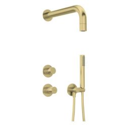   Falba süllyesztett csaptelep, Deante Silia Hexa zuhanyszett+fejzuhany,szálcsiszolt arany NHS_R9XK