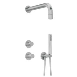   Falba süllyesztett csaptelep, Deante Silia Hexa zuhanyszett+fejzuhany szálcsiszolt acél NHS_F9XK