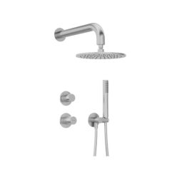   Falba süllyesztett csaptelep, Deante Silia Hexa zuhanyszett+fejzuhany szálcsiszolt acél NHS_F9YK