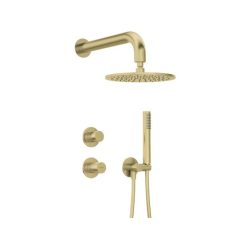   Falba süllyesztett csaptelep, Deante Silia Hexa zuhanyszett+fejzuhany szálcsiszolt arany NHS_R9YK