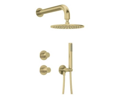 Falba süllyesztett csaptelep, Deante Silia Hexa zuhanyszett+fejzuhany szálcsiszolt arany NHS_R9YK