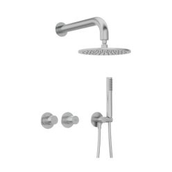   Falba süllyesztett csaptelep, Deante Silia Hexa zuhanyszett+fejzuhany, szálcsiszolt acél NHS_F0YK