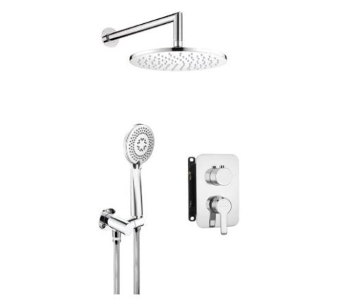 Falba süllyesztett csaptelep, Deante Alpinia zuhanyszett, keverő BOX-al, króm BXYZ0QAM