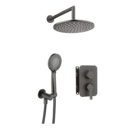 Falba süllyesztett csaptelep, Deante Alpinia zuhanyszett, keverő BOX-al, titanium BXYZDQAM