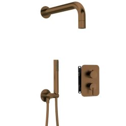   Falba süllyesztett csaptelep, Deante Silia zuhanyszett, keverő BOX-al,szálcsiszolt bronz BXYZCQSM