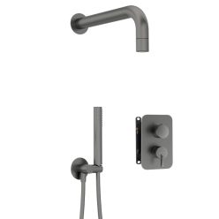   Falba süllyesztett csaptelep, Deante Silia zuhanyszett, keverő BOX-al, titanium BXYZDQSM