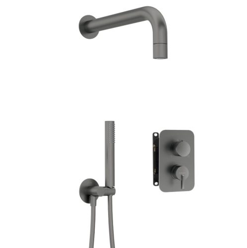 Falba süllyesztett csaptelep, Deante Silia zuhanyszett, keverő BOX-al, titanium BXYZDQSM