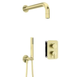   Falba süllyesztett csaptelep, Deante Silia zuhanyszett, keverő BOX-al,szálcsiszolt arany BXYZRQSM