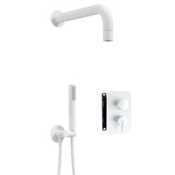   Falba süllyesztett csaptelep, Deante Silia zuhanyszett, keverő BOX-al, fehér BXYZAQSM