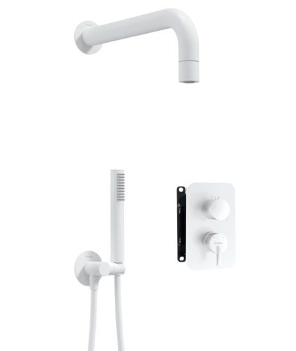 Falba süllyesztett csaptelep, Deante Silia zuhanyszett, keverő BOX-al, fehér BXYZAQSM