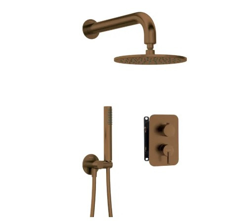 Falba süllyesztett csaptelep, Deante Silia zuhanyszett, keverő BOX-al,szálcsiszolt bronz BXYYCQSM