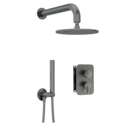   Falba süllyesztett csaptelep, Deante Silia zuhanyszett, keverő BOX-al, titanium BXYYDQSM