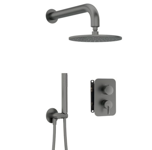 Falba süllyesztett csaptelep, Deante Silia zuhanyszett, keverő BOX-al, titanium BXYYDQSM