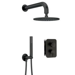   Falba süllyesztett csaptelep, Deante Silia zuhanyszett, keverő BOX-al, fekete BXYYNQSM