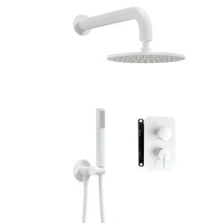   Falba süllyesztett csaptelep, Deante Silia zuhanyszett, keverő BOX-al, fehér BXYYAQSM